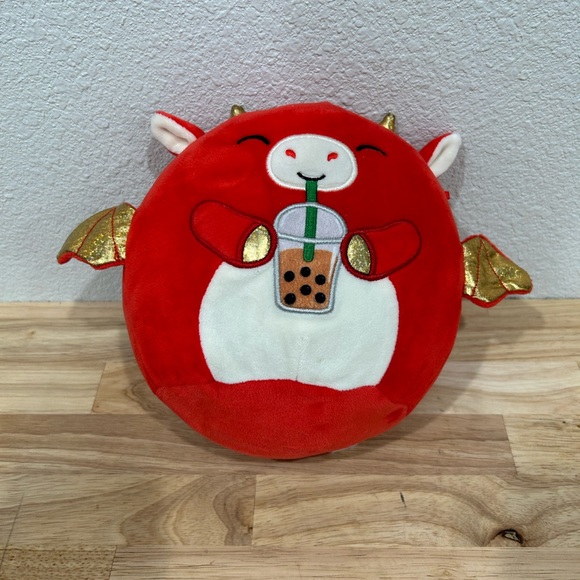 8 Inch SQUISHMALLOWS - Baiden The Dragon With Boba Squishmallow - Picture 1 of 9